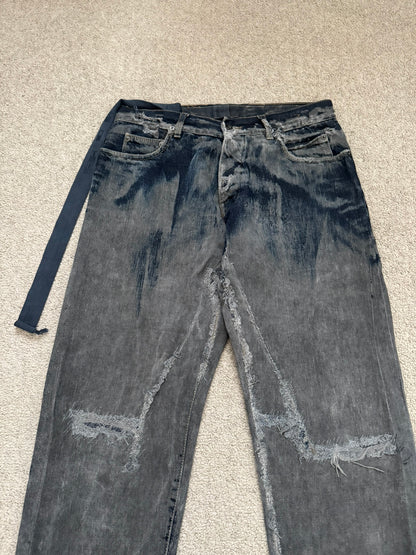 SS09 Rick Owens DRKSHDW "Strutter" Hogwash Repaired Detroit Denim Jeans