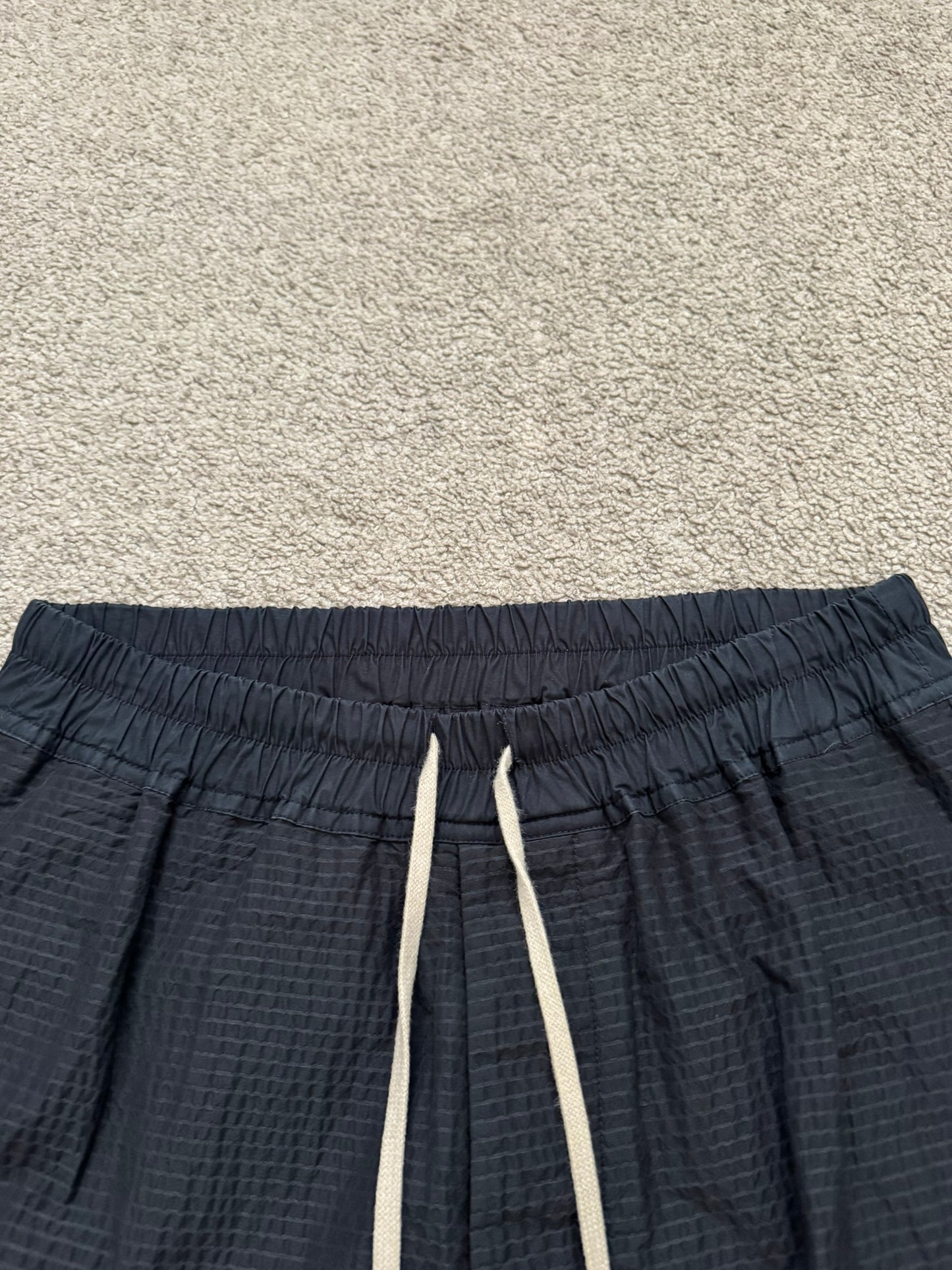 SS19 Rick Owens Mainline "Babel" Nylon Wool Seersucker Pods Shorts