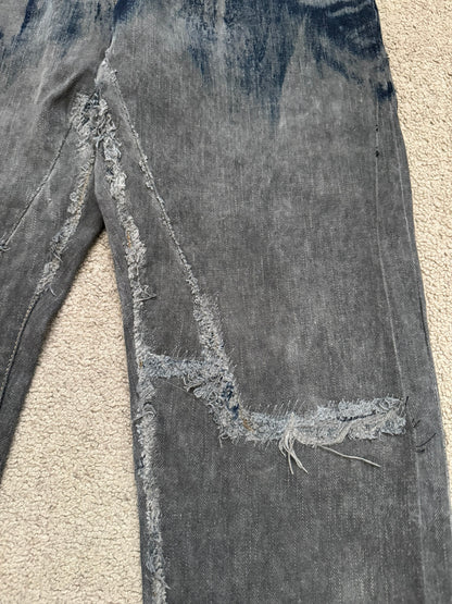 SS09 Rick Owens DRKSHDW "Strutter" Hogwash Repaired Detroit Denim Jeans