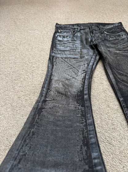 AW08 Dior Homme “Luster” Black Waxed Clawmark Denim Jeans