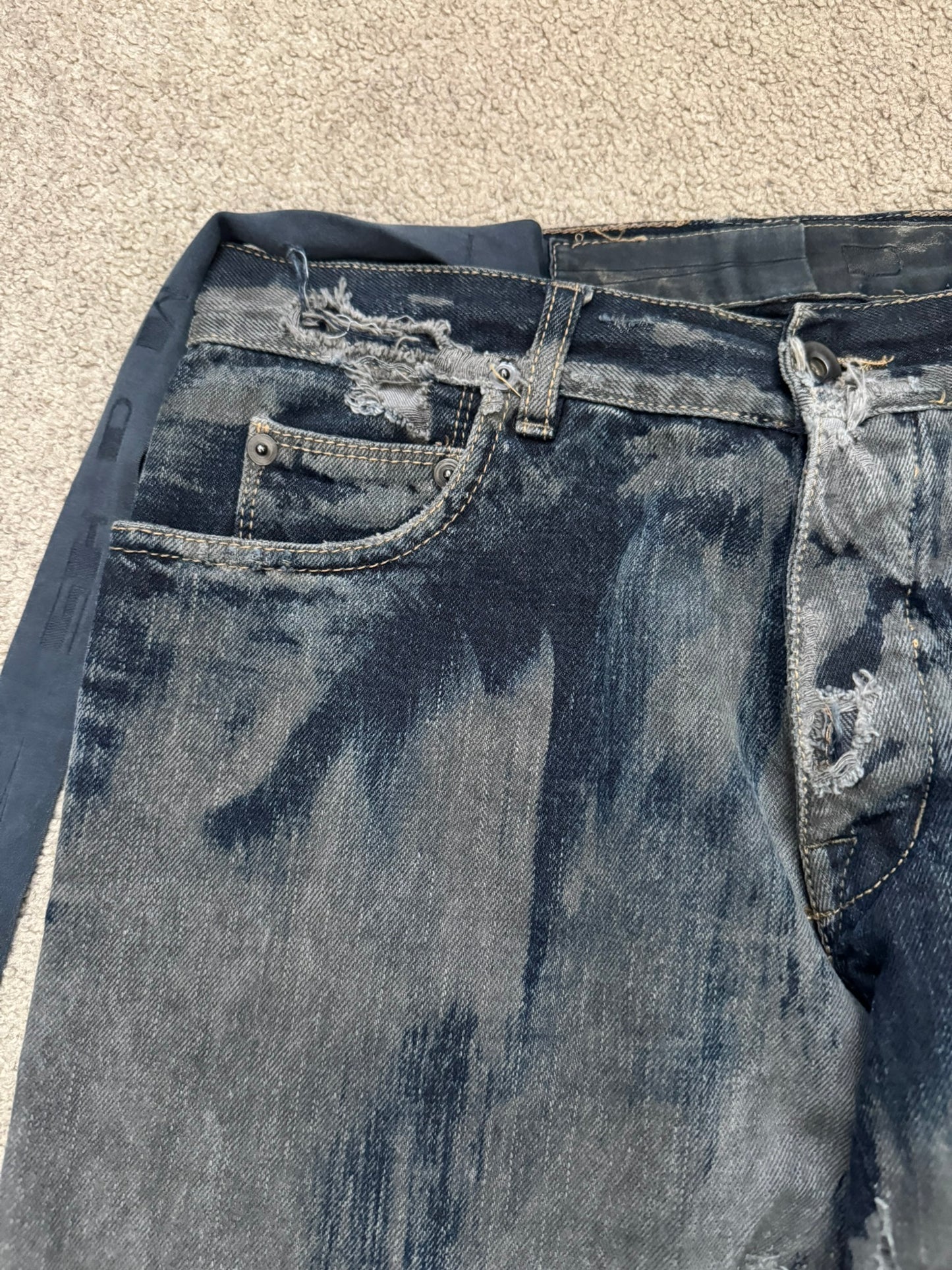 SS09 Rick Owens DRKSHDW "Strutter" Hogwash Repaired Detroit Denim Jeans