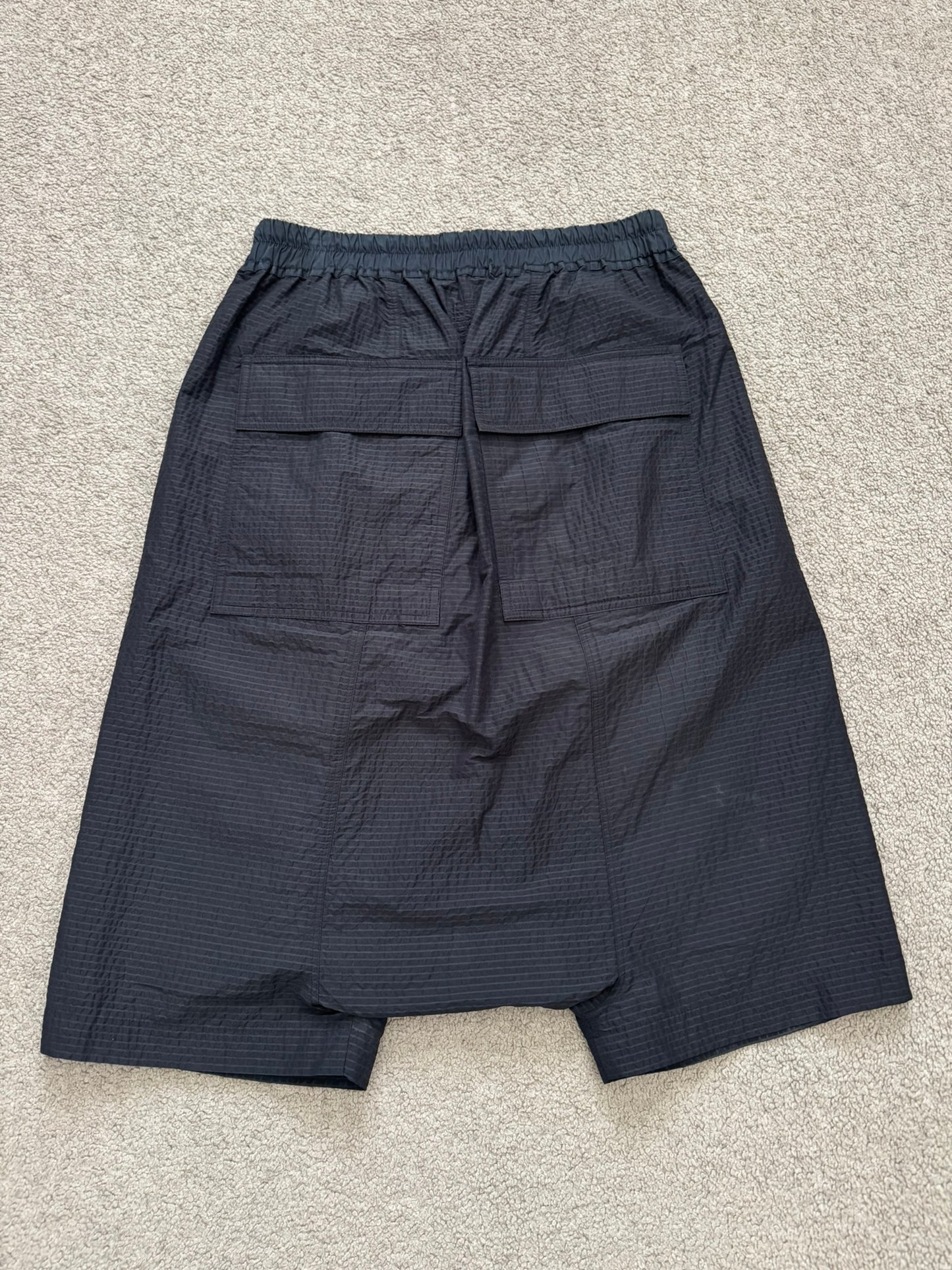 SS19 Rick Owens Mainline "Babel" Nylon Wool Seersucker Pods Shorts
