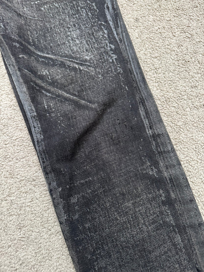 AW08 Dior Homme “Luster” Black Waxed Clawmark Denim Jeans