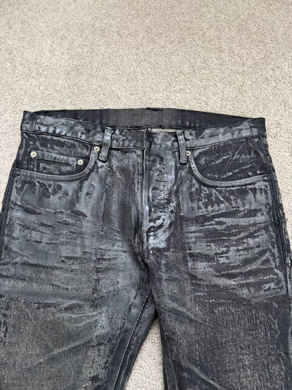 AW08 Dior Homme “Luster” Black Waxed Clawmark Denim Jeans
