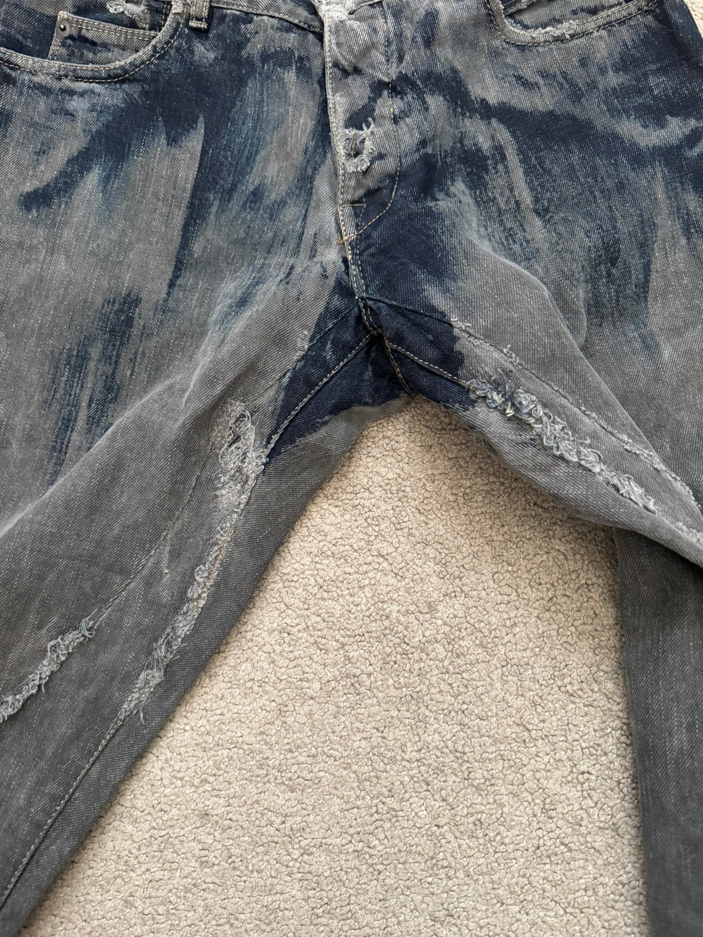 SS09 Rick Owens DRKSHDW "Strutter" Hogwash Repaired Detroit Denim Jeans