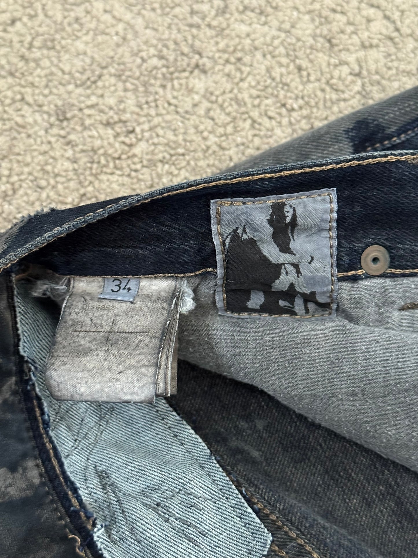 SS09 Rick Owens DRKSHDW "Strutter" Hogwash Repaired Detroit Denim Jeans