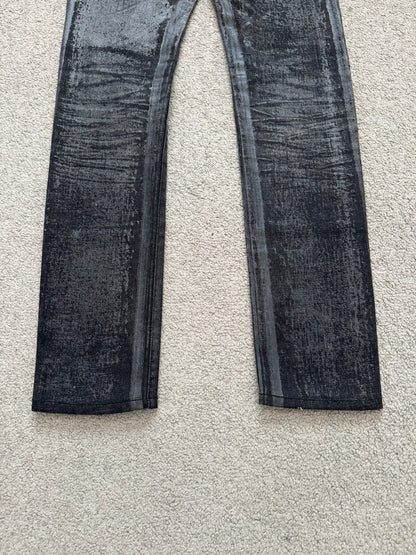 AW08 Dior Homme “Luster” Black Waxed Clawmark Denim Jeans
