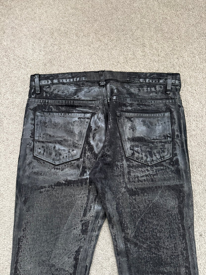 AW08 Dior Homme “Luster” Black Waxed Clawmark Denim Jeans