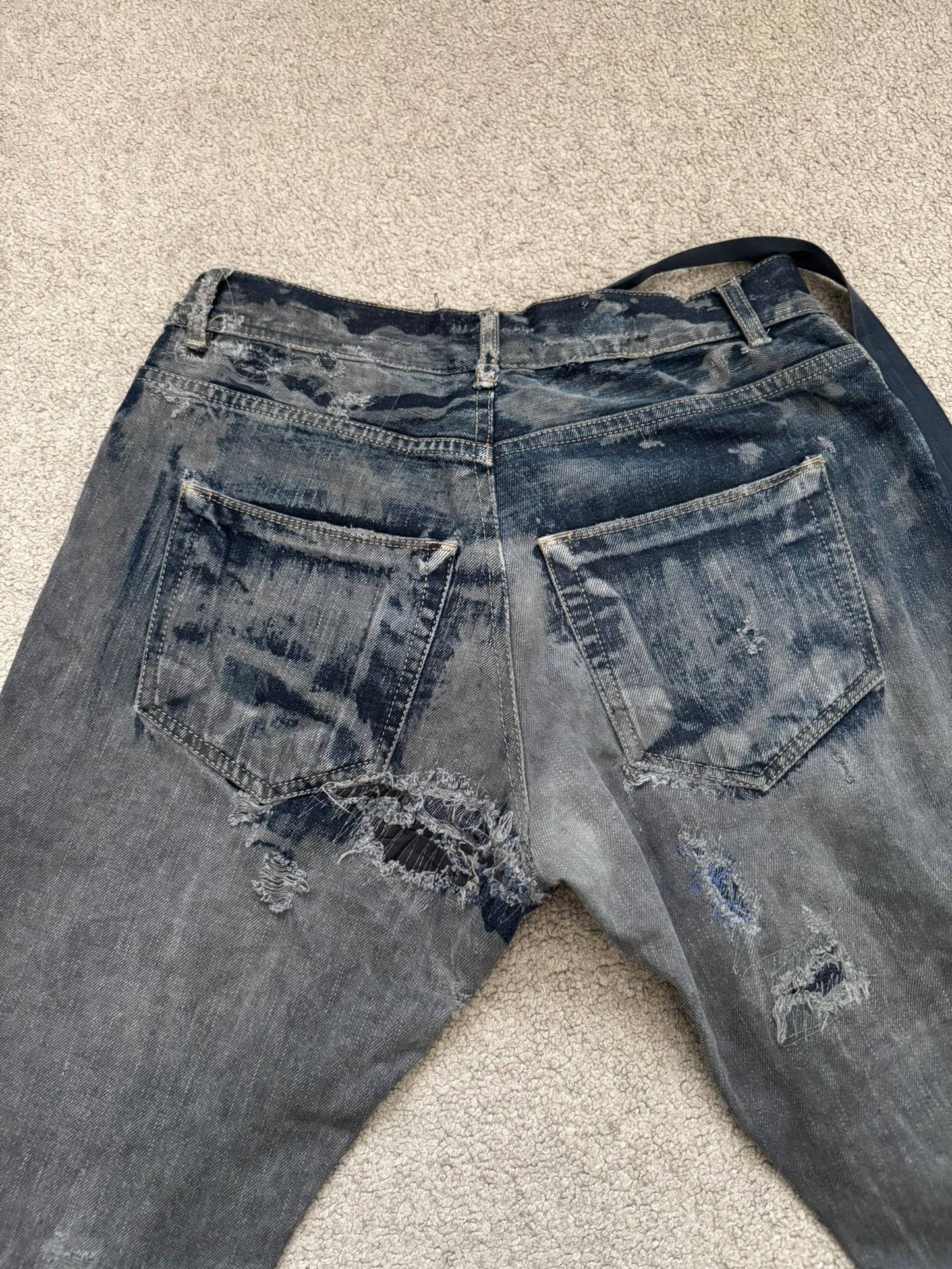 SS09 Rick Owens DRKSHDW "Strutter" Hogwash Repaired Detroit Denim Jeans