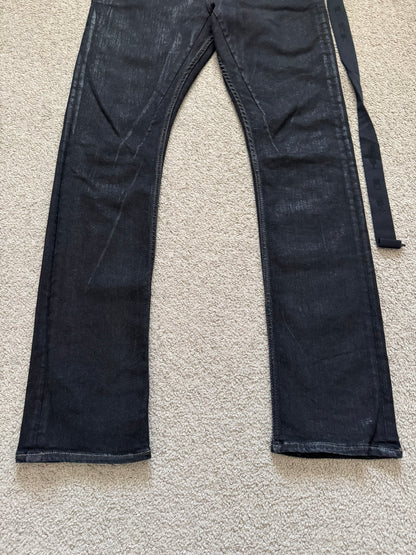 FW21 Rick Owens DRKSHDW Black Foil Waxed Detroit Denim Jeans