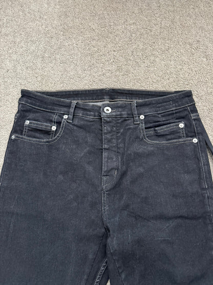 FW21 Rick Owens DRKSHDW Black Foil Waxed Detroit Denim Jeans