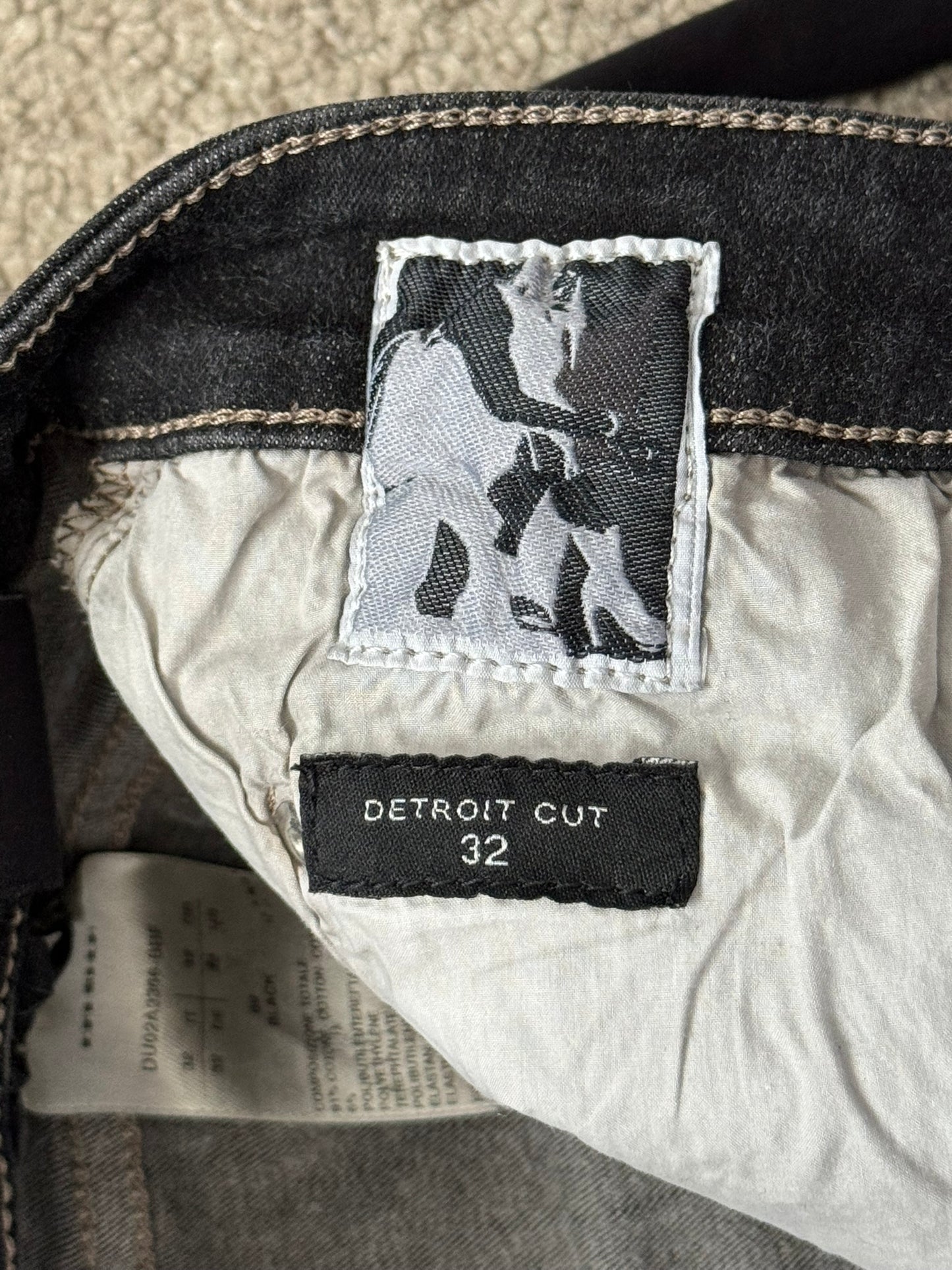 FW21 Rick Owens DRKSHDW Black Foil Waxed Detroit Denim Jeans