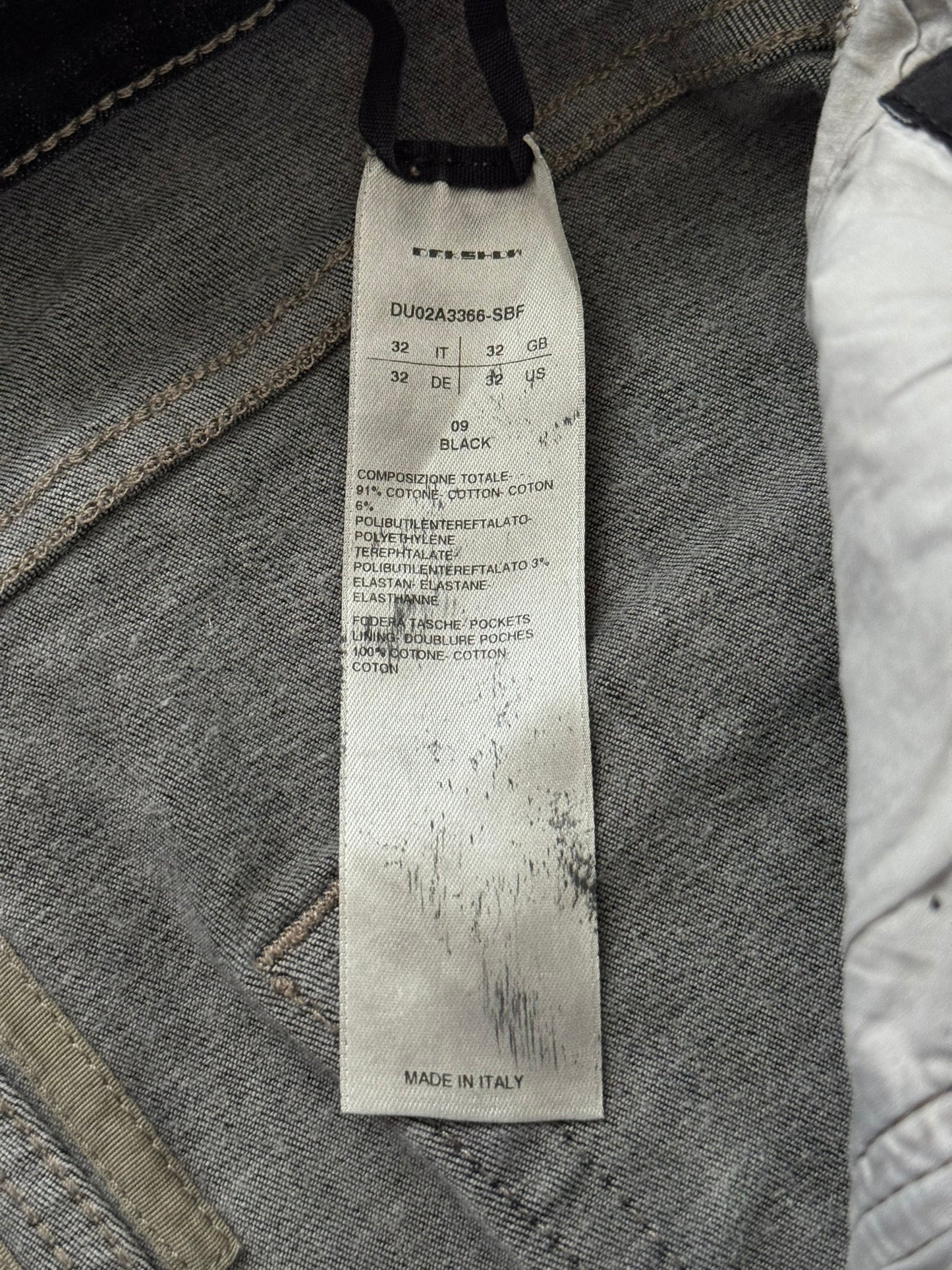 FW21 Rick Owens DRKSHDW Black Foil Waxed Detroit Denim Jeans