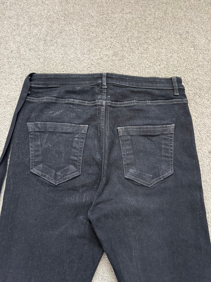 FW21 Rick Owens DRKSHDW Black Foil Waxed Detroit Denim Jeans