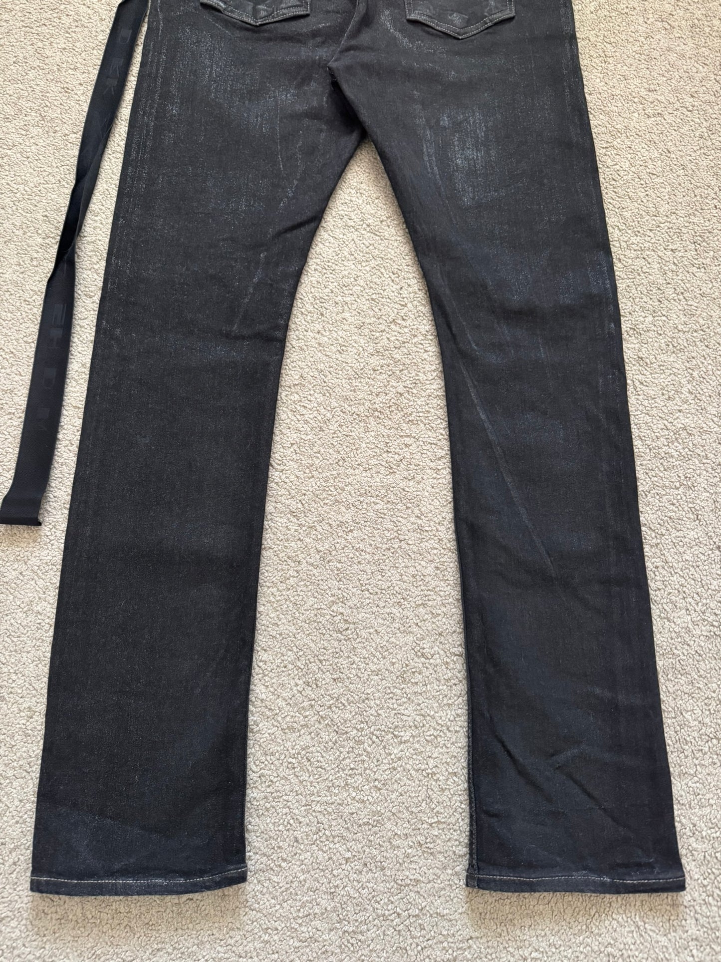 FW21 Rick Owens DRKSHDW Black Foil Waxed Detroit Denim Jeans