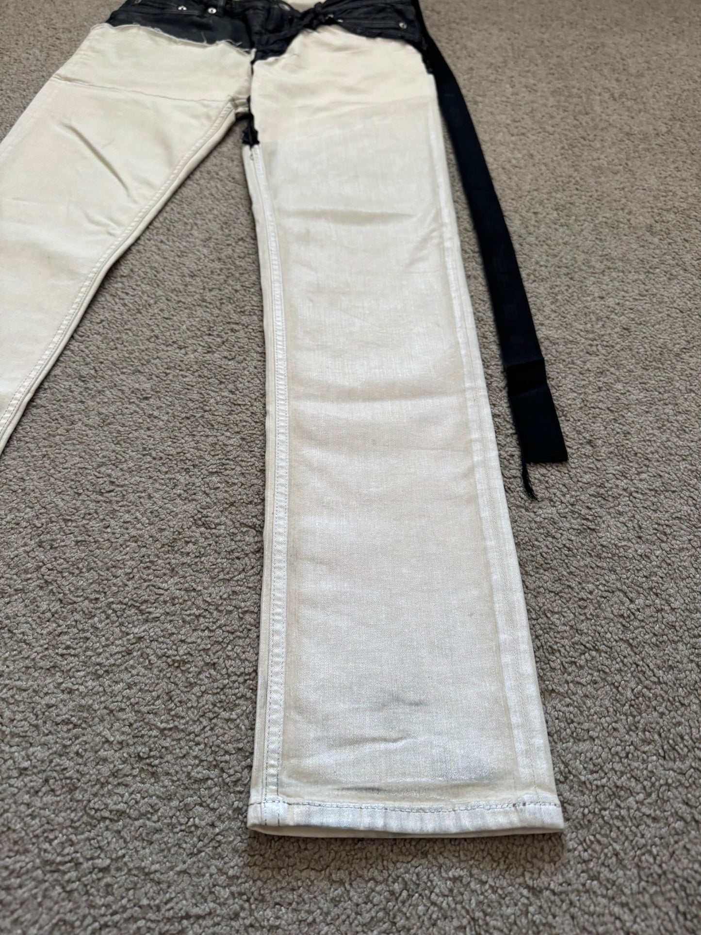 SS22 Rick Owens DRKSHDW Hybrid Two Tone Tyrone Denim Jeans