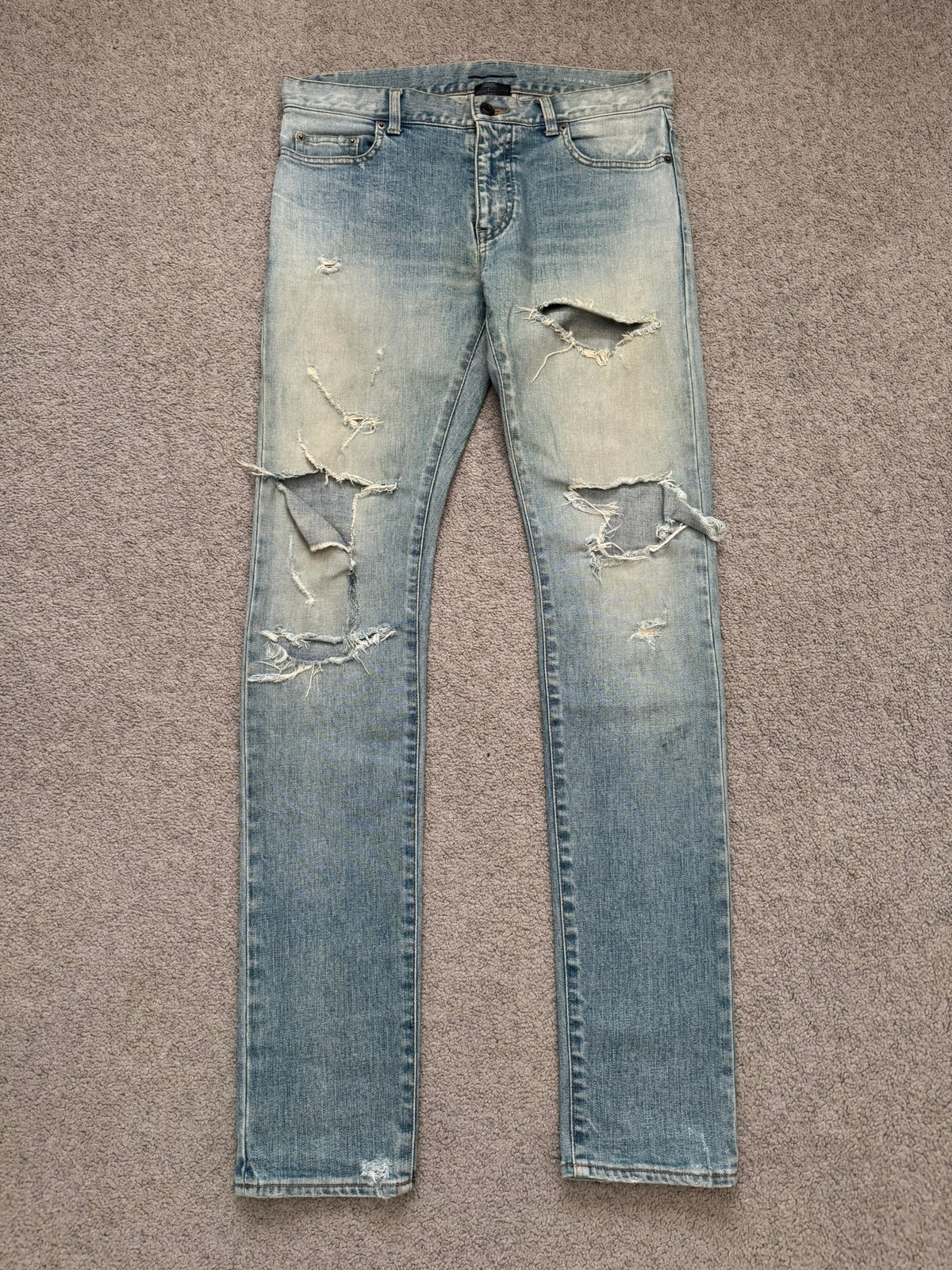 FW16 Saint Laurent by Hedi Slimane Crash Distressed D02 Denim Jeans