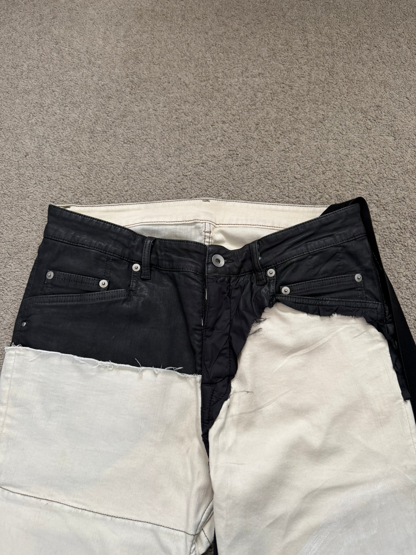 SS22 Rick Owens DRKSHDW Hybrid Two Tone Tyrone Denim Jeans