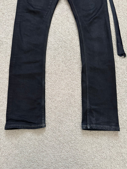SS23 Rick Owens DRKSHDW Black Waxed Detroit Cut Denim Jeans