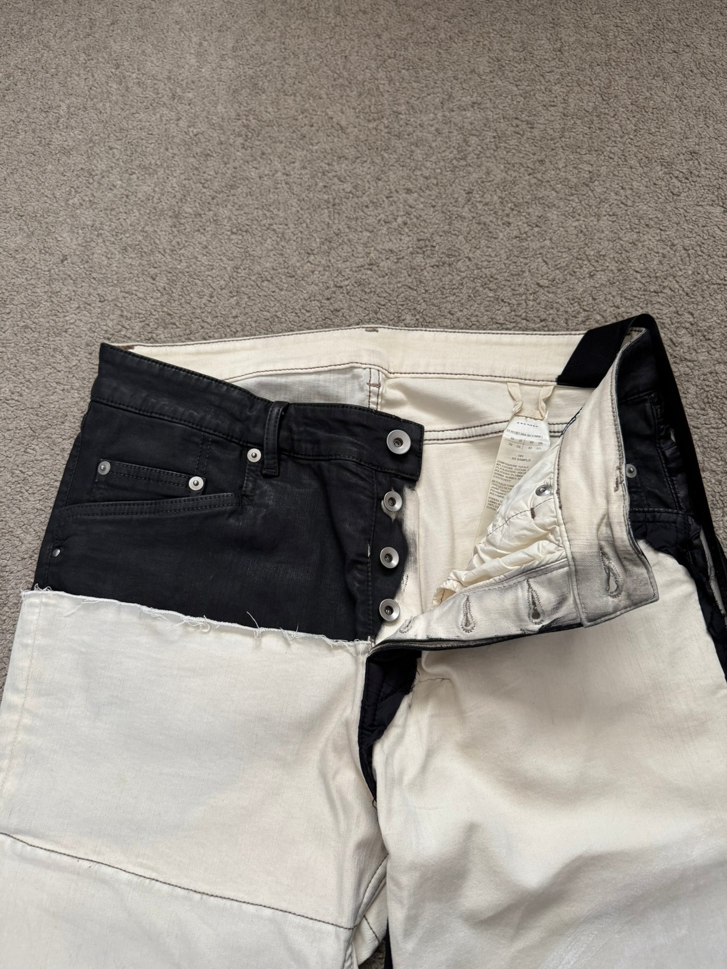 SS22 Rick Owens DRKSHDW Hybrid Two Tone Tyrone Denim Jeans