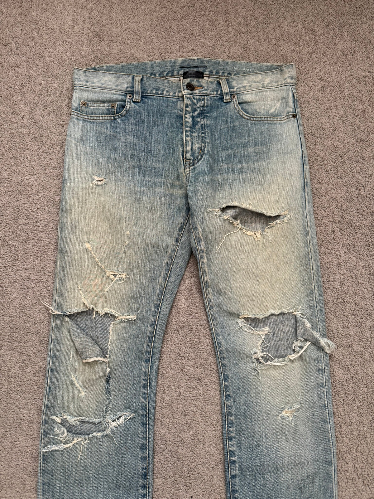 FW16 Saint Laurent by Hedi Slimane Crash Distressed D02 Denim Jeans