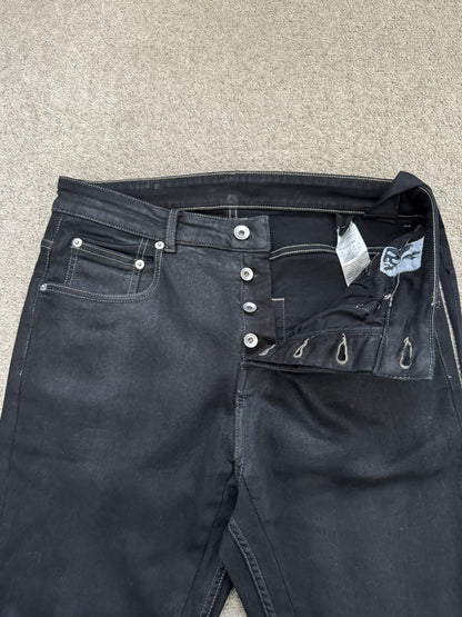 SS23 Rick Owens DRKSHDW Black Waxed Detroit Cut Denim Jeans