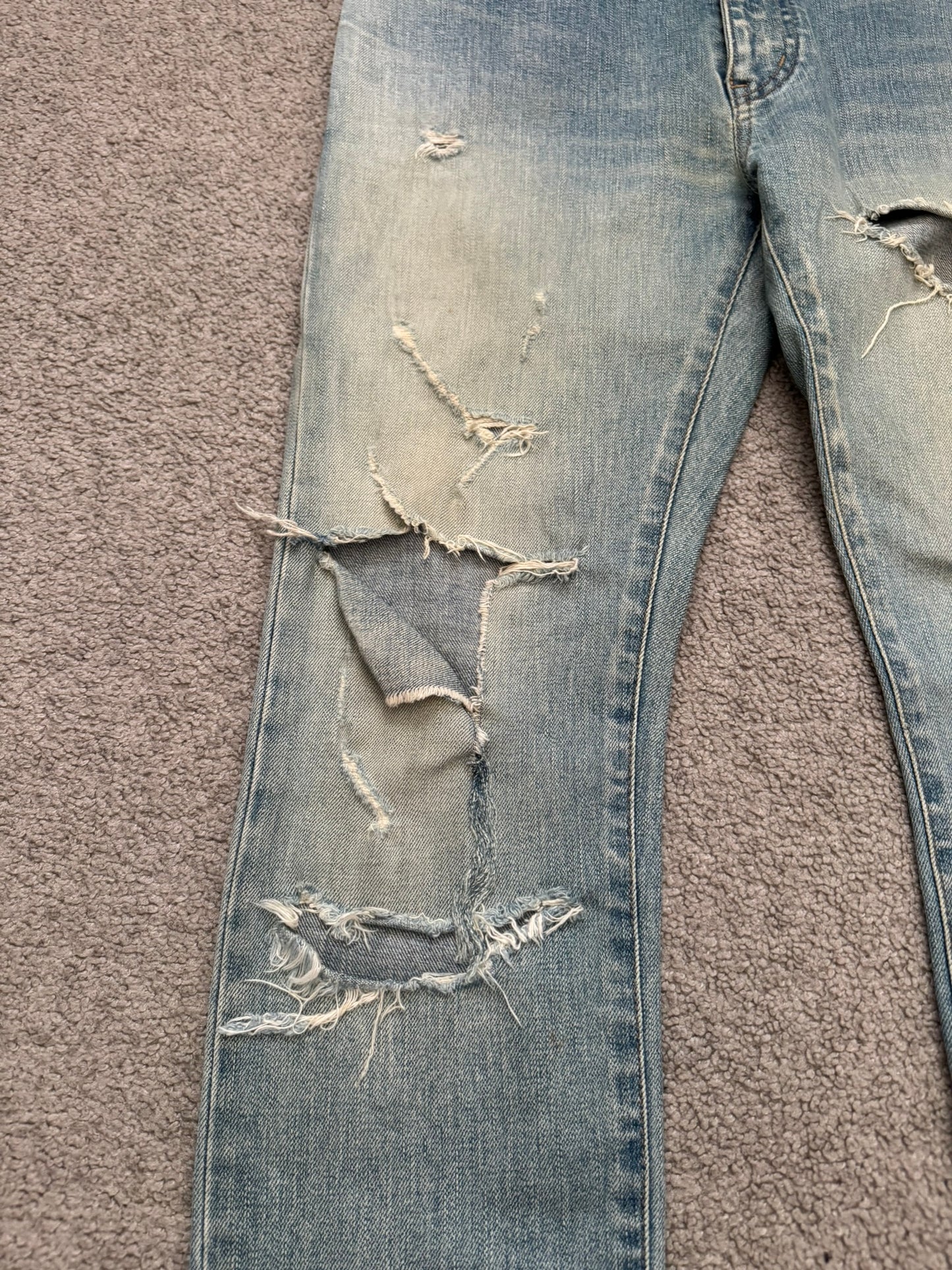 FW16 Saint Laurent by Hedi Slimane Crash Distressed D02 Denim Jeans