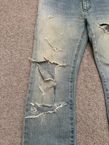 FW16 Saint Laurent by Hedi Slimane Crash Distressed D02 Denim Jeans