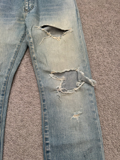 FW16 Saint Laurent by Hedi Slimane Crash Distressed D02 Denim Jeans