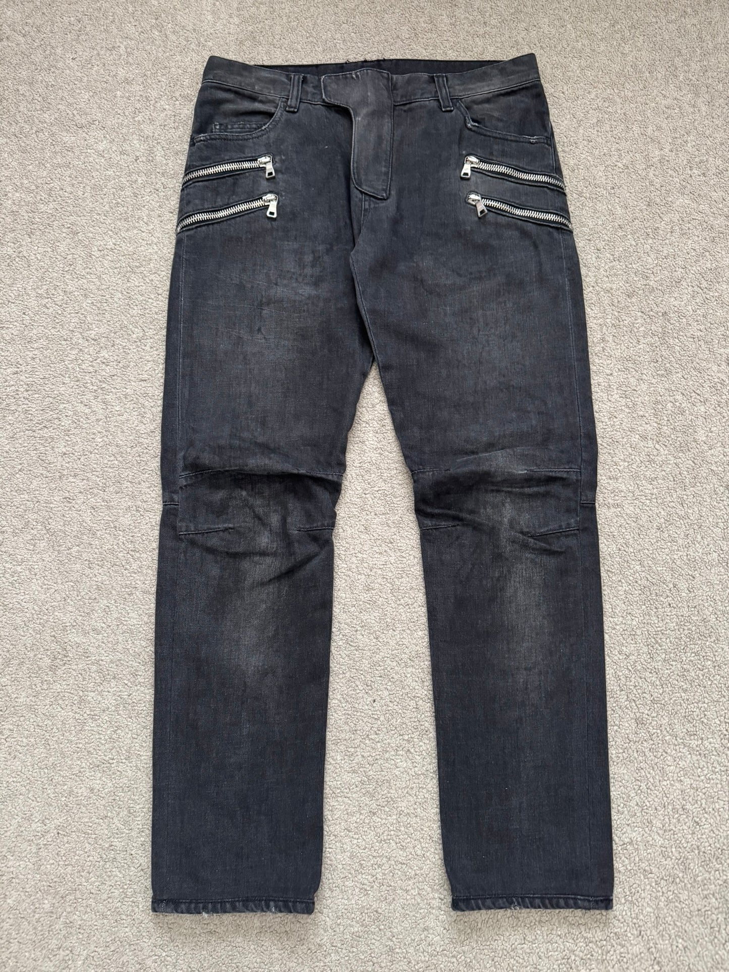 FW11 Balmain by Christophe Decarnin 4 Zip Biker Denim Jeans