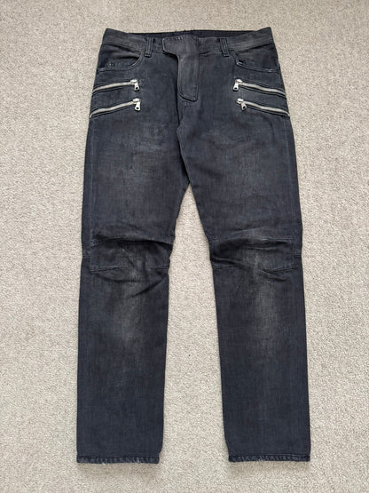 FW11 Balmain by Christophe Decarnin 4 Zip Biker Denim Jeans