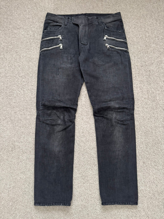 FW11 Balmain by Christophe Decarnin 4 Zip Biker Denim Jeans