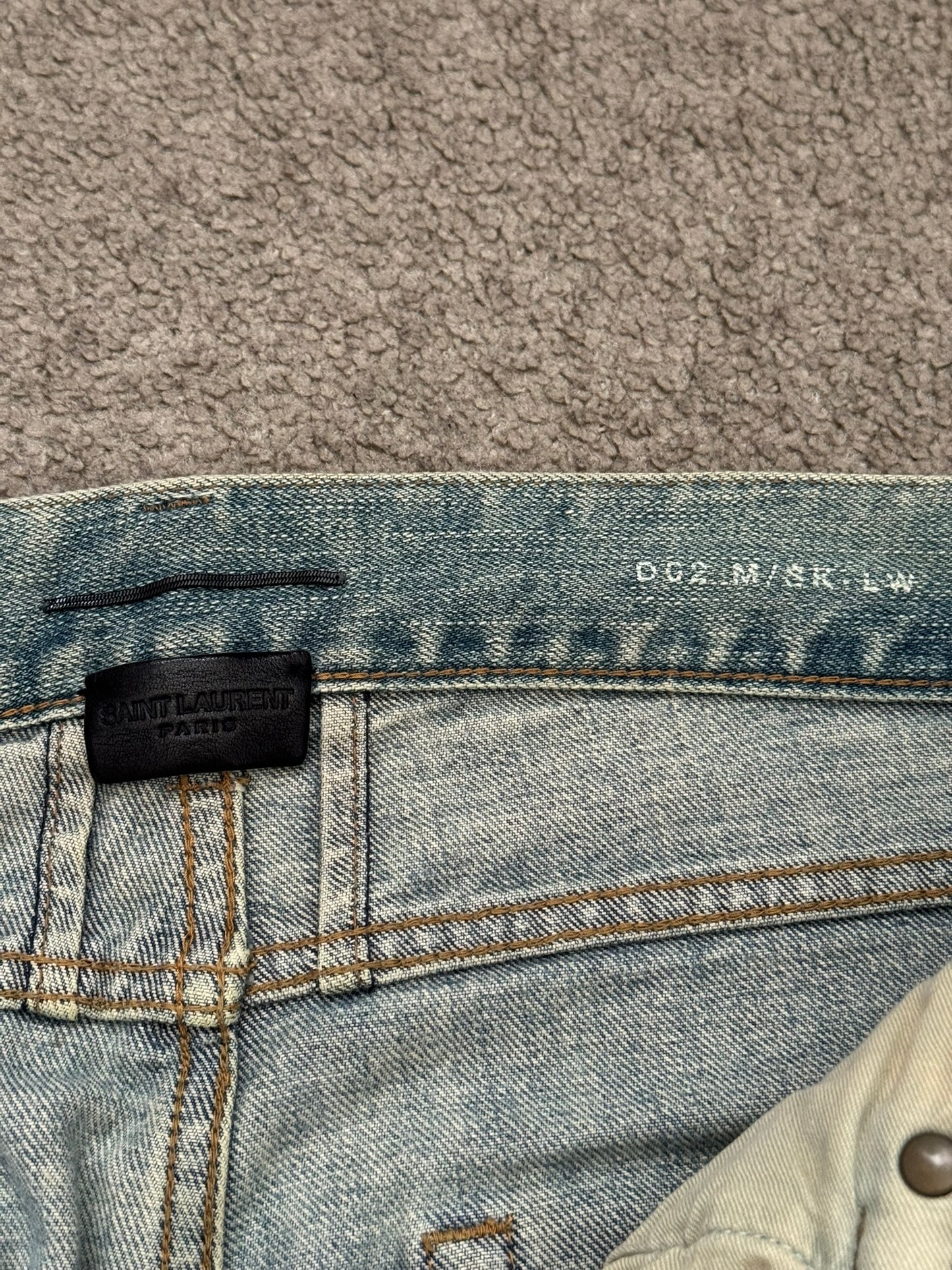FW16 Saint Laurent by Hedi Slimane Crash Distressed D02 Denim Jeans