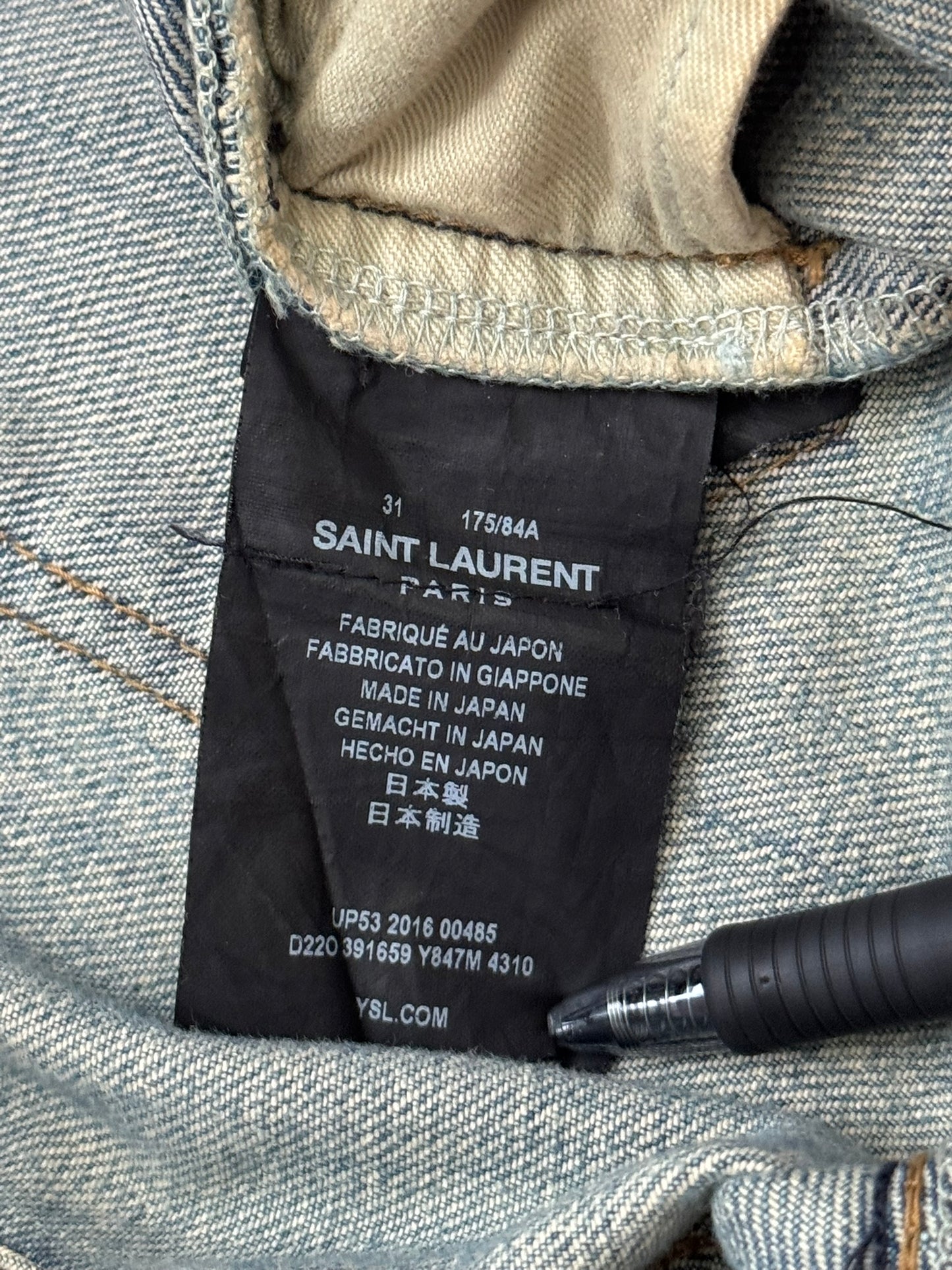 FW16 Saint Laurent by Hedi Slimane Crash Distressed D02 Denim Jeans
