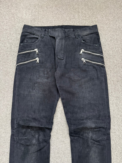 FW11 Balmain by Christophe Decarnin 4 Zip Biker Denim Jeans