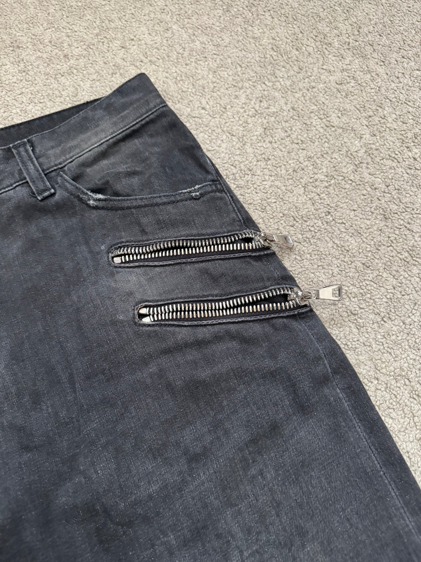 FW11 Balmain by Christophe Decarnin 4 Zip Biker Denim Jeans