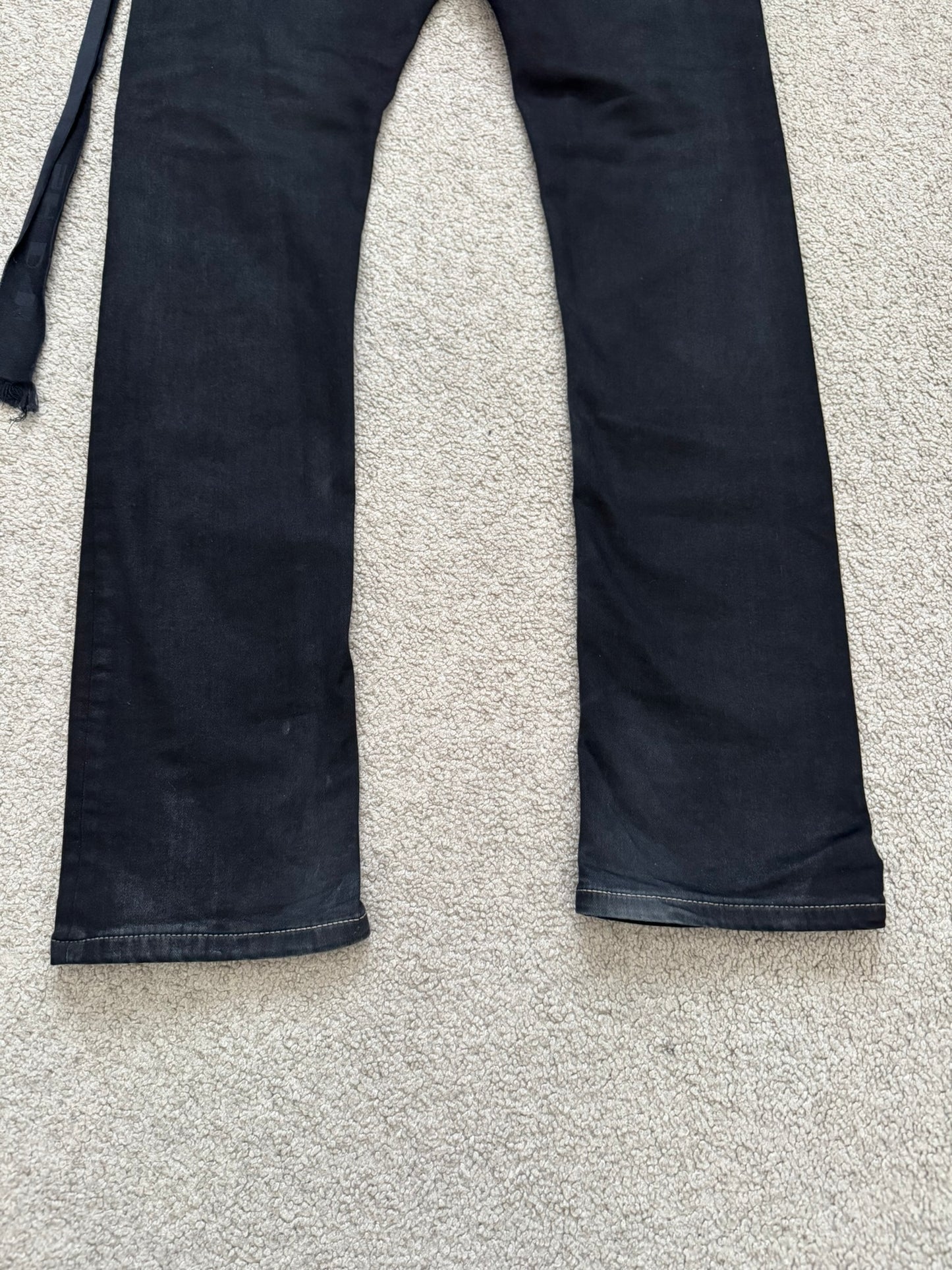 SS23 Rick Owens DRKSHDW Black Waxed Detroit Cut Denim Jeans