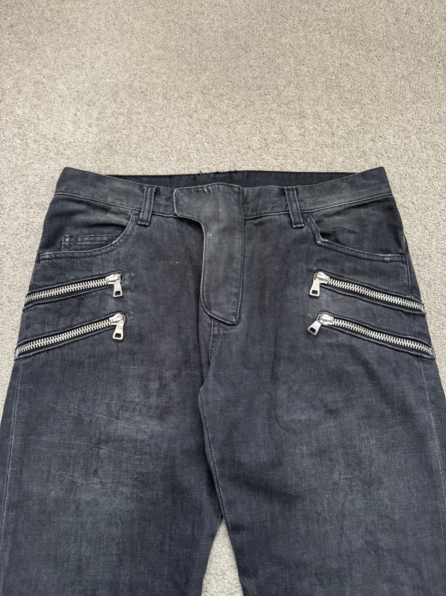 FW11 Balmain by Christophe Decarnin 4 Zip Biker Denim Jeans