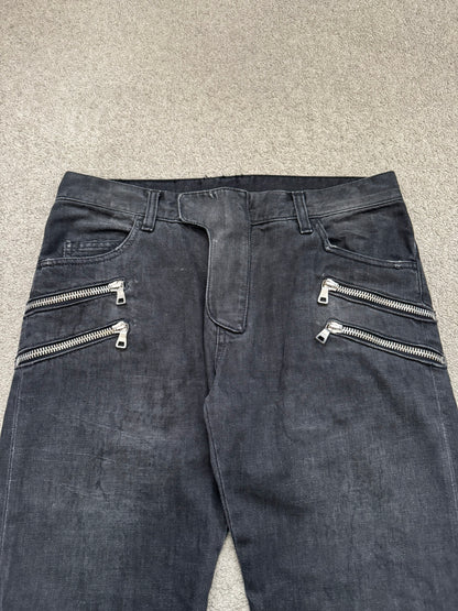 FW11 Balmain by Christophe Decarnin 4 Zip Biker Denim Jeans