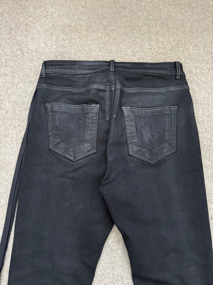 SS23 Rick Owens DRKSHDW Black Waxed Detroit Cut Denim Jeans