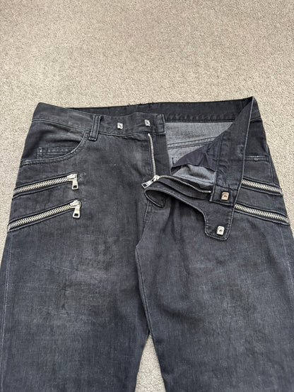 FW11 Balmain by Christophe Decarnin 4 Zip Biker Denim Jeans