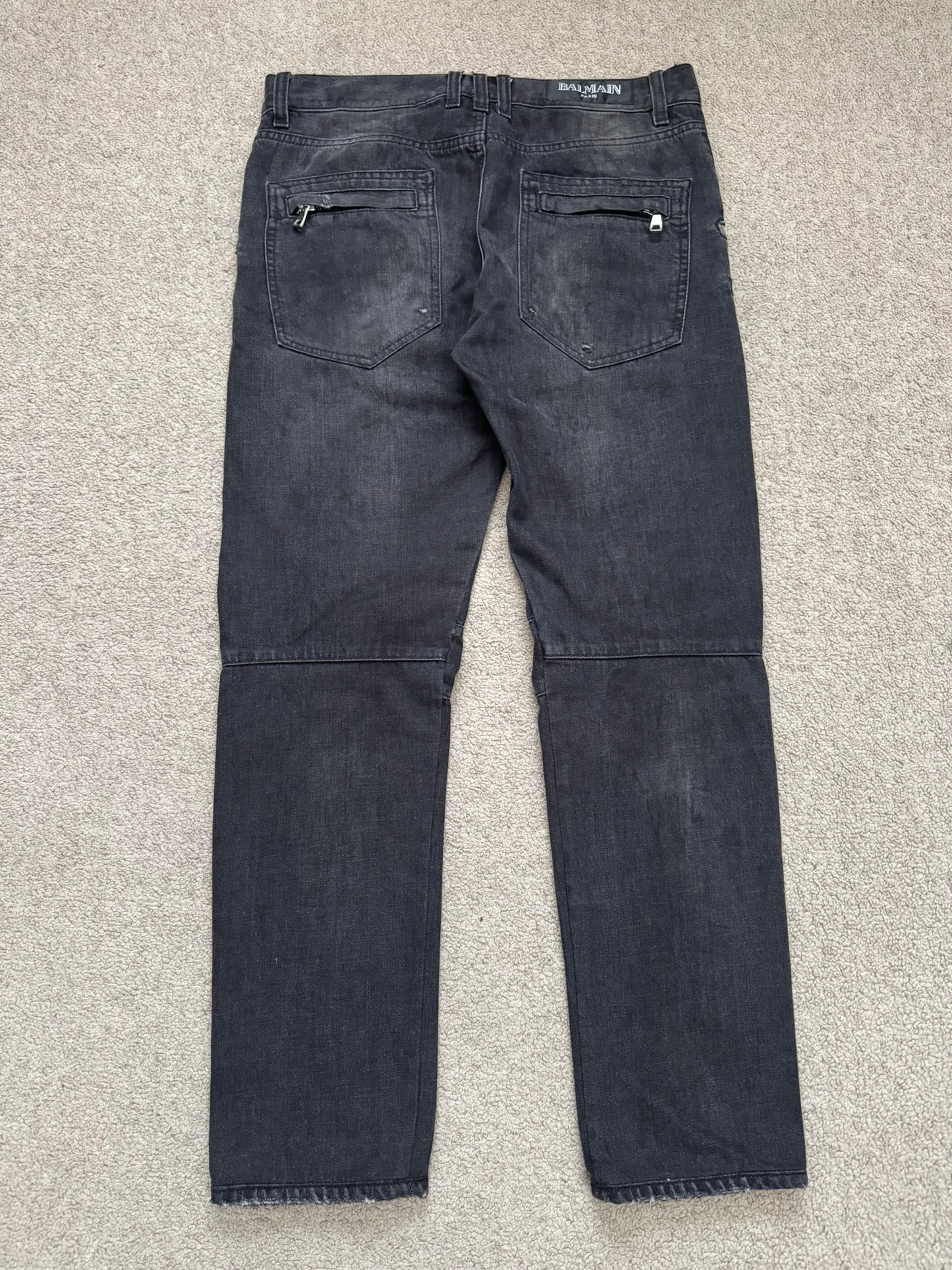 FW11 Balmain by Christophe Decarnin 4 Zip Biker Denim Jeans