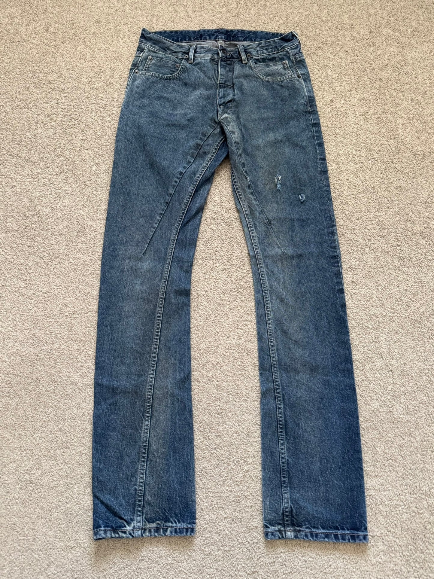 FW16 Rick Owens DRKSHDW Hustler Blue Detroit Cut Denim Jeans