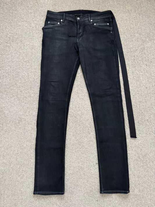 FW21 Rick Owens DRKSHDW Black Waxed Tyrone Cut Denim Jeans