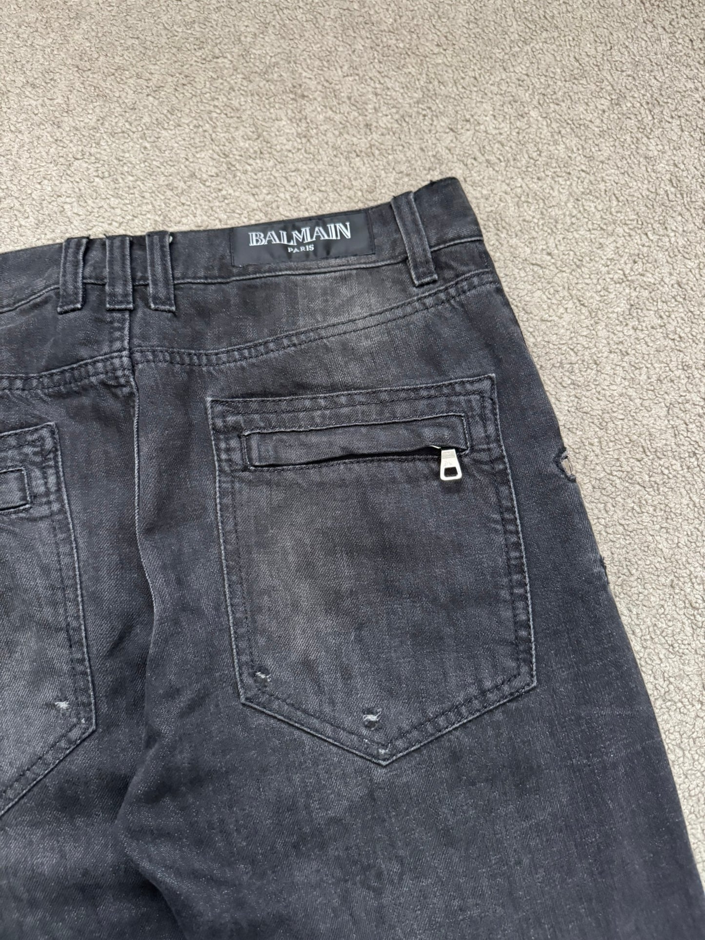 FW11 Balmain by Christophe Decarnin 4 Zip Biker Denim Jeans