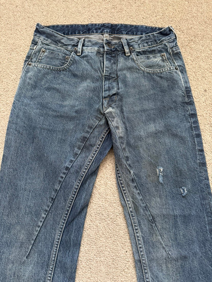 FW16 Rick Owens DRKSHDW Hustler Blue Detroit Cut Denim Jeans
