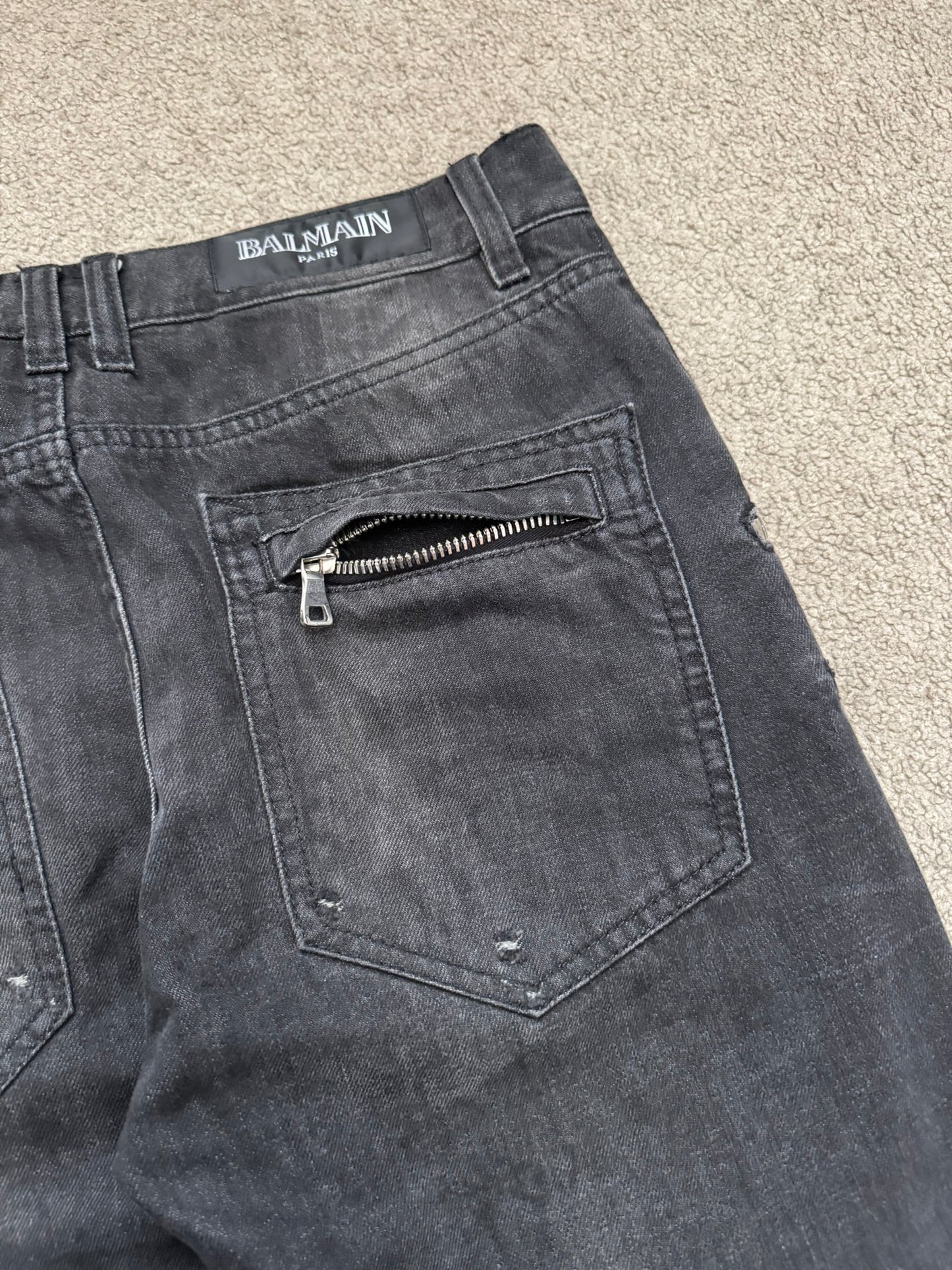 FW11 Balmain by Christophe Decarnin 4 Zip Biker Denim Jeans