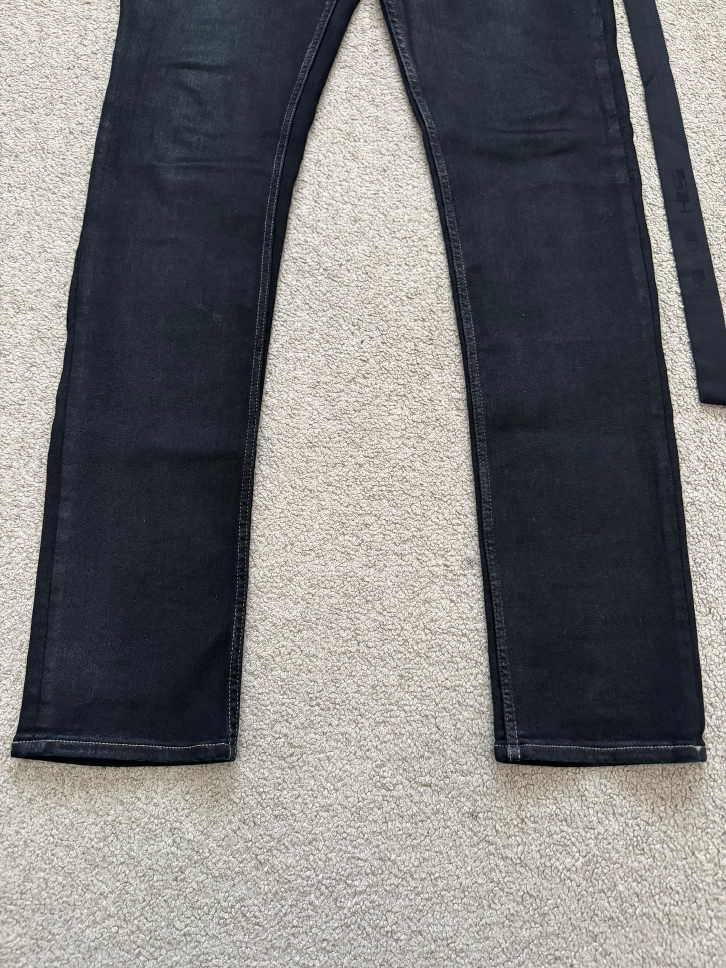 FW21 Rick Owens DRKSHDW Black Waxed Tyrone Cut Denim Jeans