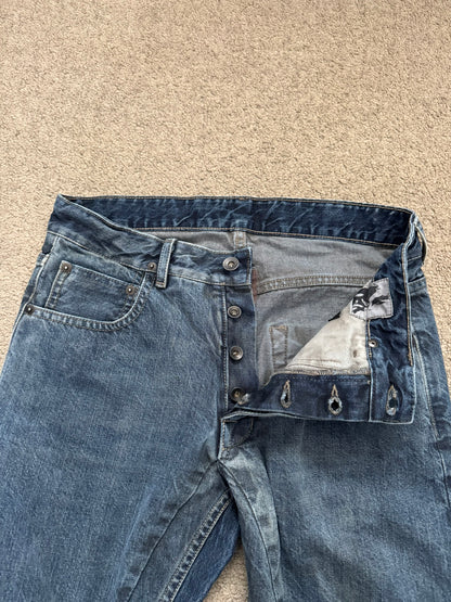 FW16 Rick Owens DRKSHDW Hustler Blue Detroit Cut Denim Jeans