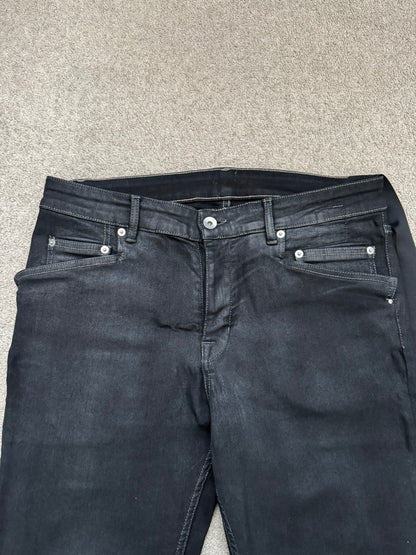 FW21 Rick Owens DRKSHDW Black Waxed Tyrone Cut Denim Jeans